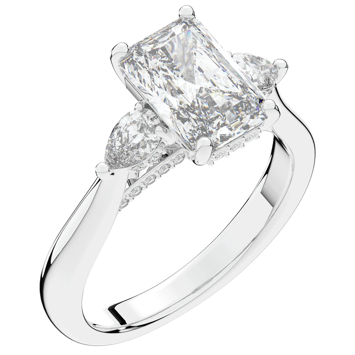 2.40CT.TW RADIANT LAB DIAMOND 3 STONE ENGAGEMENT RING