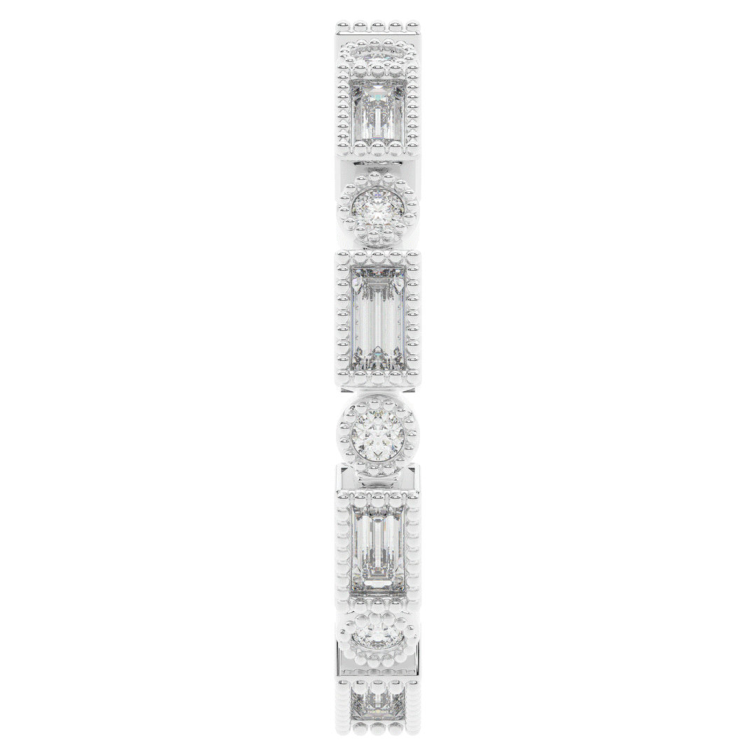 0.50CT.TW BAGUETTE AND ROUND LAB DIAMOND BEZEL SET ETERNITY WEDDING BAND