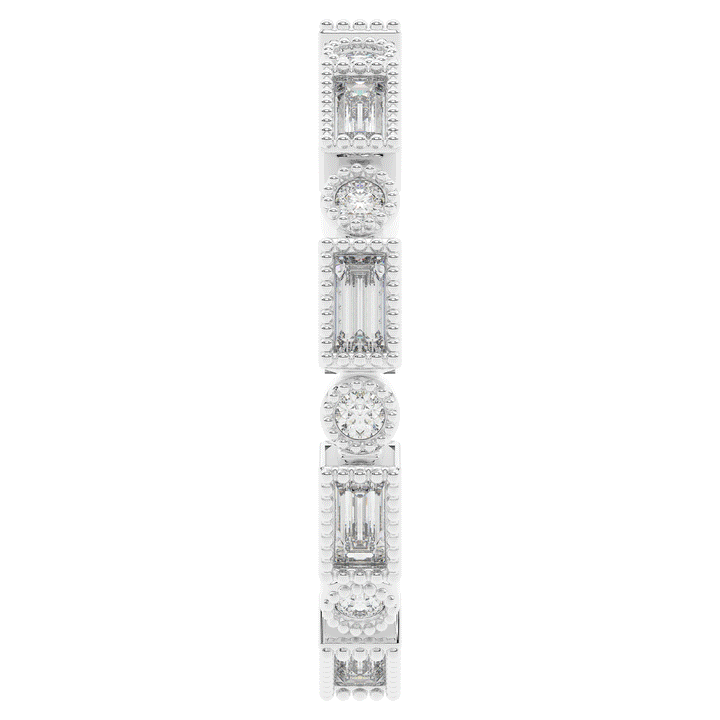 0.50CT.TW BAGUETTE AND ROUND LAB DIAMOND BEZEL SET ETERNITY WEDDING BAND