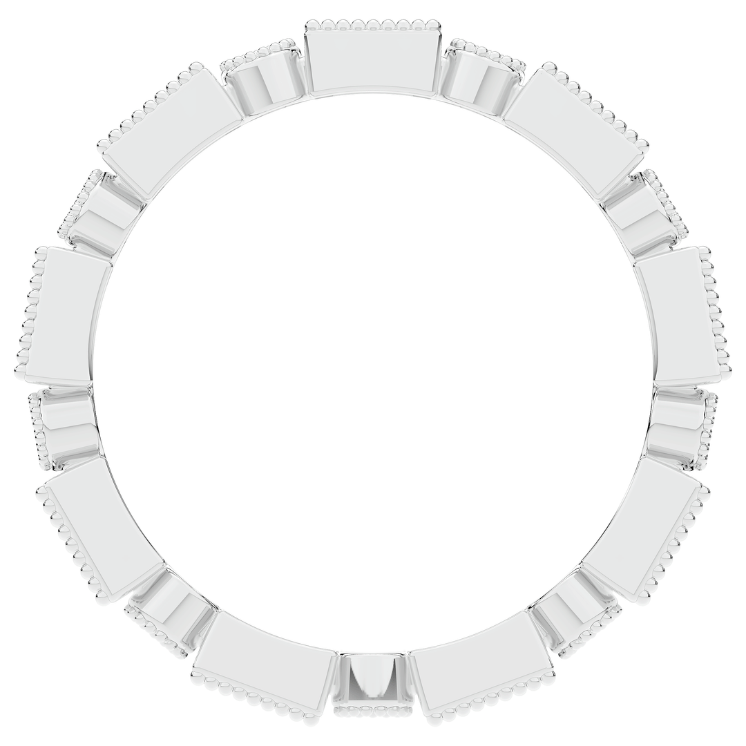 0.50CT.TW BAGUETTE AND ROUND LAB DIAMOND BEZEL SET ETERNITY WEDDING BAND