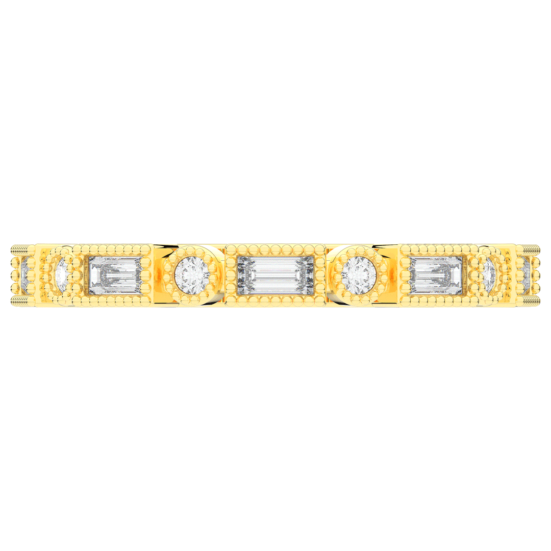 0.50CT.TW BAGUETTE AND ROUND LAB DIAMOND BEZEL SET ETERNITY WEDDING BAND