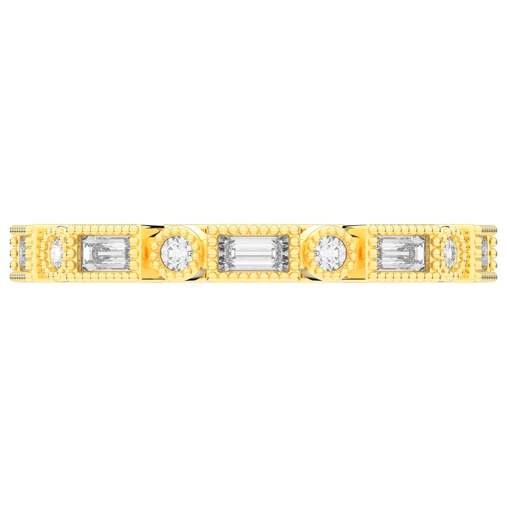 0.50CT.TW BAGUETTE AND ROUND LAB DIAMOND BEZEL SET ETERNITY WEDDING BAND