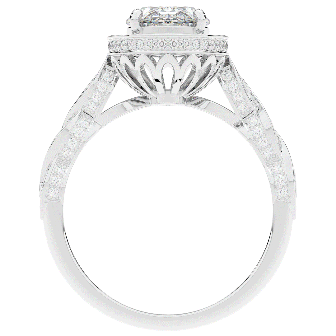 3.10CT.TW OVAL LAB DIAMOND HALO ENGAGEMENT RING