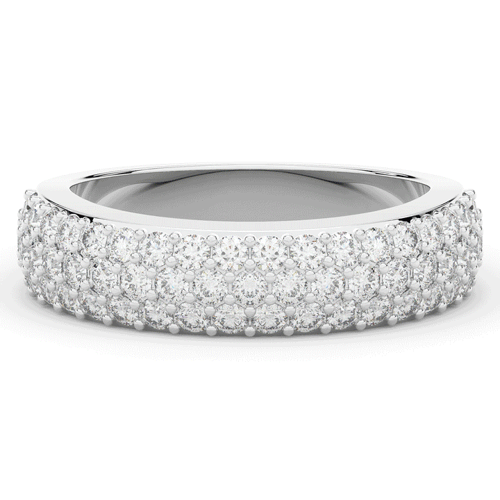 0.90CT.TW ROUND LAB DIAMOND 3 ROW WEDDING BAND