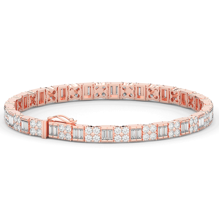 5.75CT.TW ROUND CLUSTER AND BAGUETTE LAB DIAMOND TENNIS BRACELET