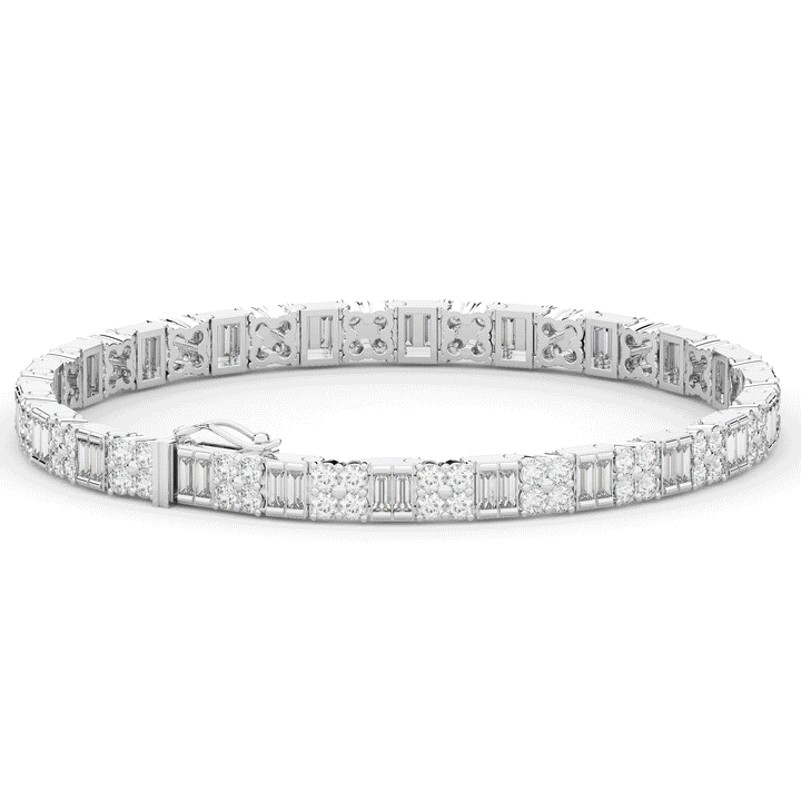 5.75CT.TW ROUND CLUSTER AND BAGUETTE LAB DIAMOND TENNIS BRACELET