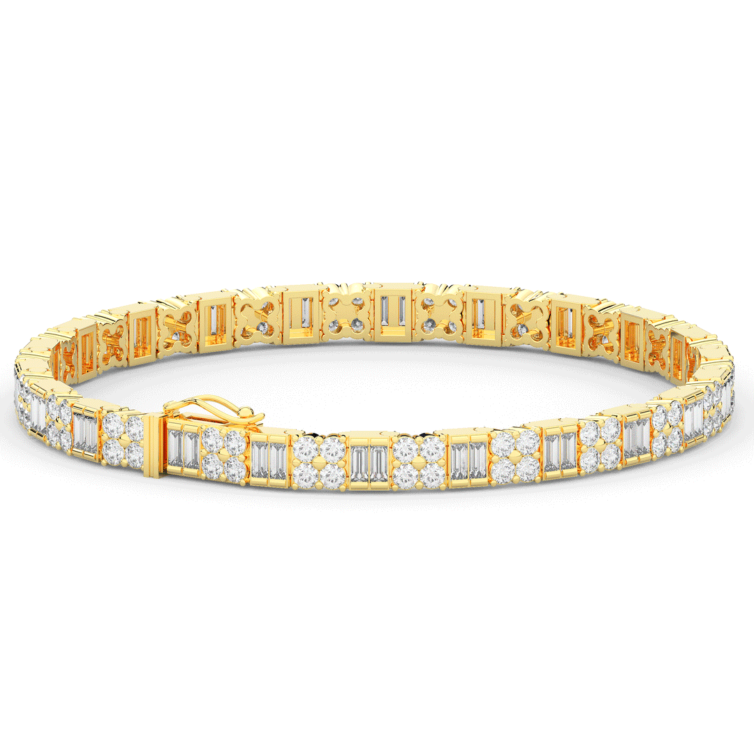 5.75CT.TW ROUND CLUSTER AND BAGUETTE LAB DIAMOND TENNIS BRACELET