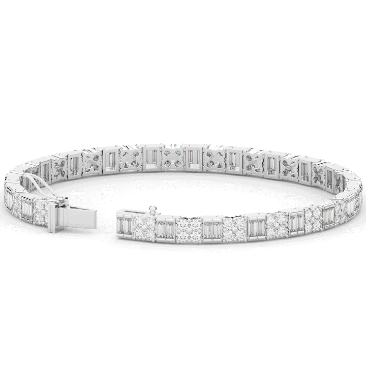 5.75CT.TW ROUND CLUSTER AND BAGUETTE LAB DIAMOND TENNIS BRACELET