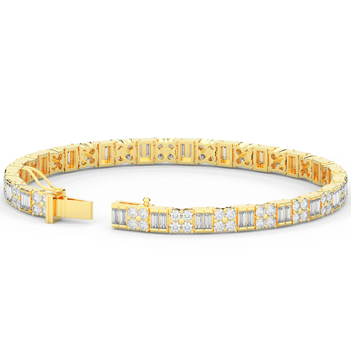 5.75CT.TW ROUND CLUSTER AND BAGUETTE LAB DIAMOND TENNIS BRACELET