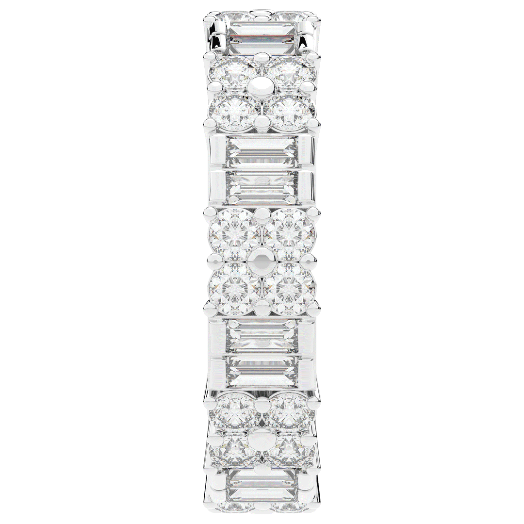 2.00CT.TW BAGUETTE AND ROUND LAB DIAMOND ETERNITY WEDDING BAND