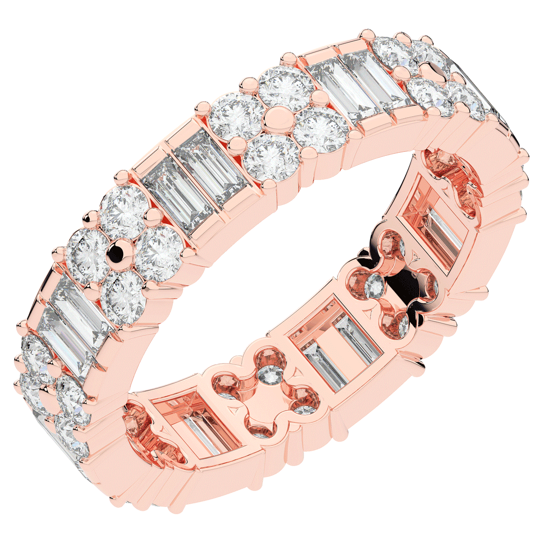 2.00CT.TW BAGUETTE AND ROUND LAB DIAMOND ETERNITY WEDDING BAND