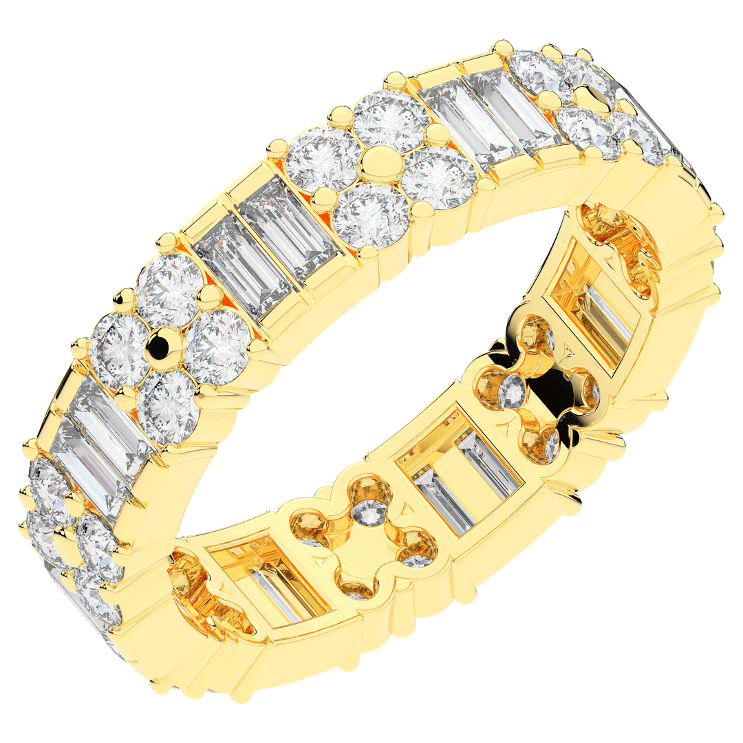 2.00CT.TW BAGUETTE AND ROUND LAB DIAMOND ETERNITY WEDDING BAND