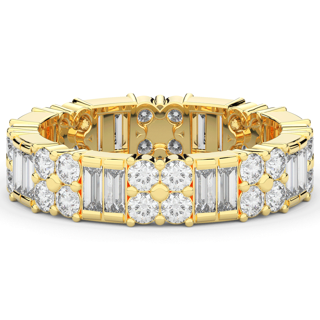 2.00CT.TW BAGUETTE AND ROUND LAB DIAMOND ETERNITY WEDDING BAND