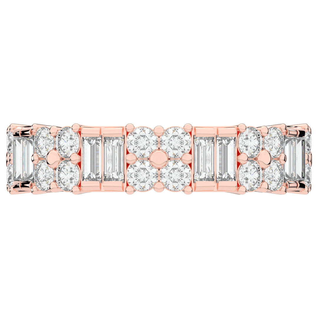 2.00CT.TW BAGUETTE AND ROUND LAB DIAMOND ETERNITY WEDDING BAND