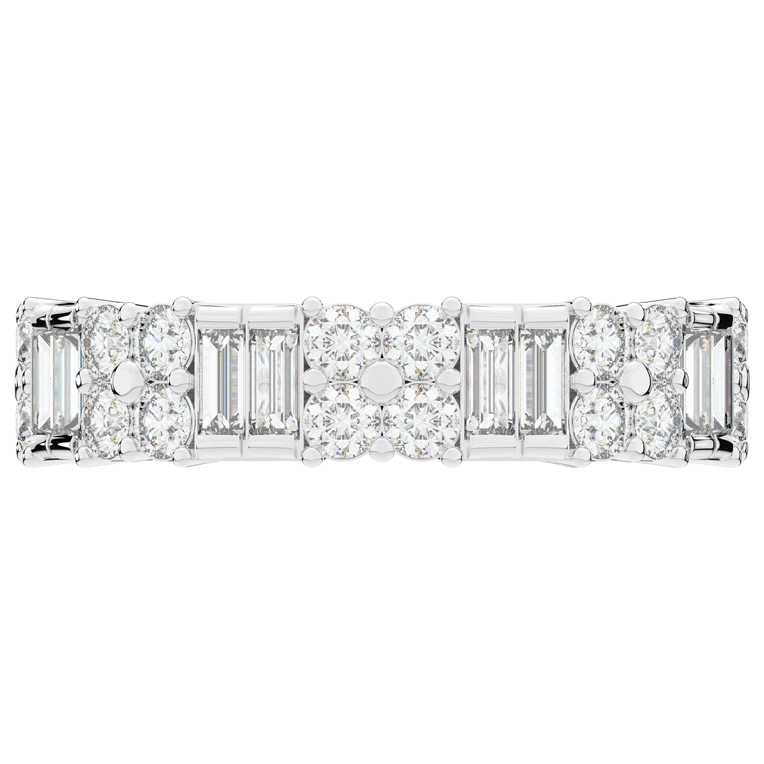 2.00CT.TW BAGUETTE AND ROUND LAB DIAMOND ETERNITY WEDDING BAND