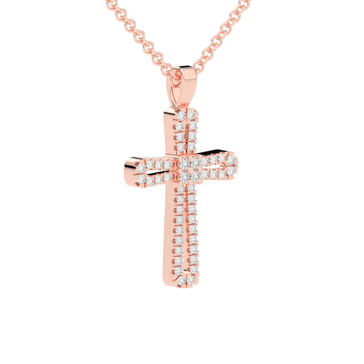 0.20CT.TW ROUND LAB DIAMOND CROSS PENDANT