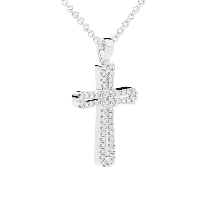 0.20CT.TW ROUND LAB DIAMOND CROSS PENDANT