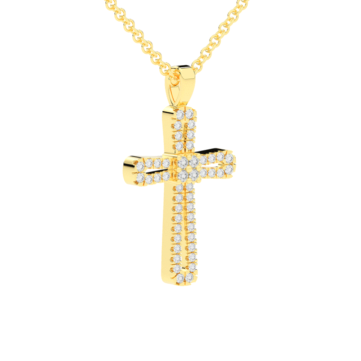 0.20CT.TW ROUND LAB DIAMOND CROSS PENDANT