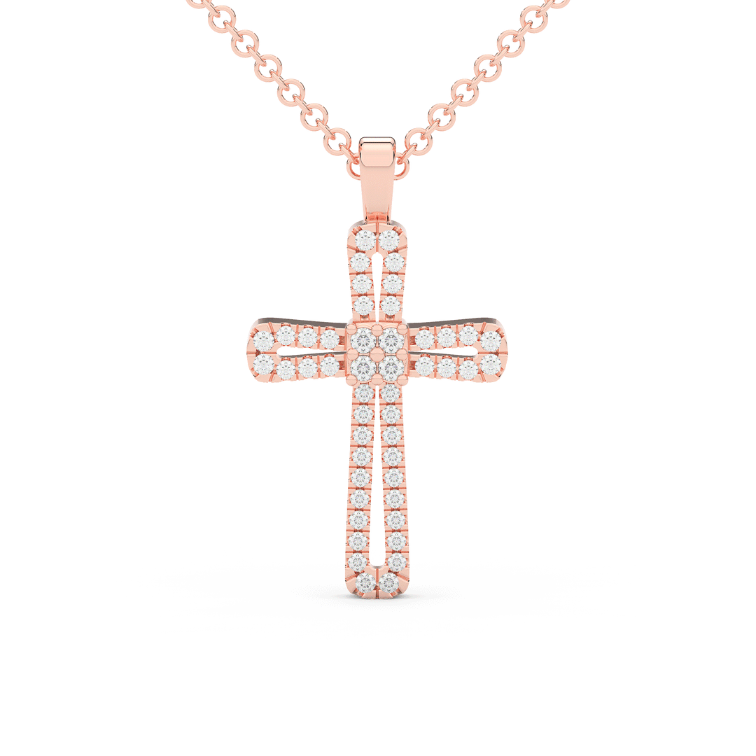 0.20CT.TW ROUND LAB DIAMOND CROSS PENDANT