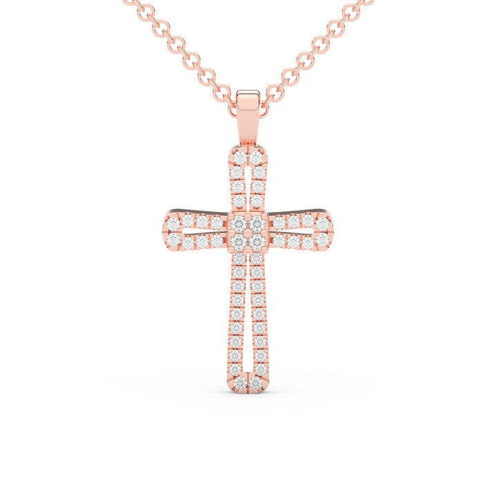 0.20CT.TW ROUND LAB DIAMOND CROSS PENDANT