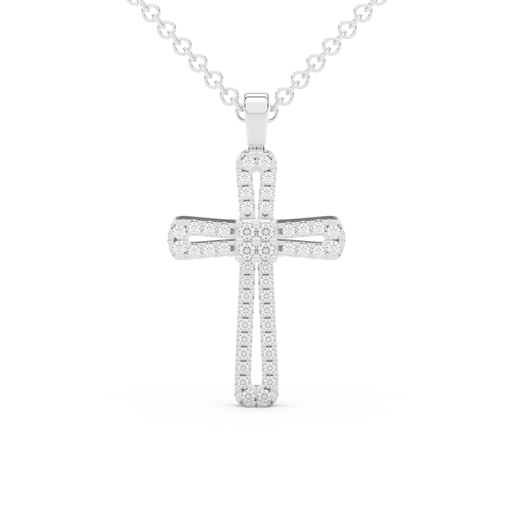 0.20CT.TW ROUND LAB DIAMOND CROSS PENDANT