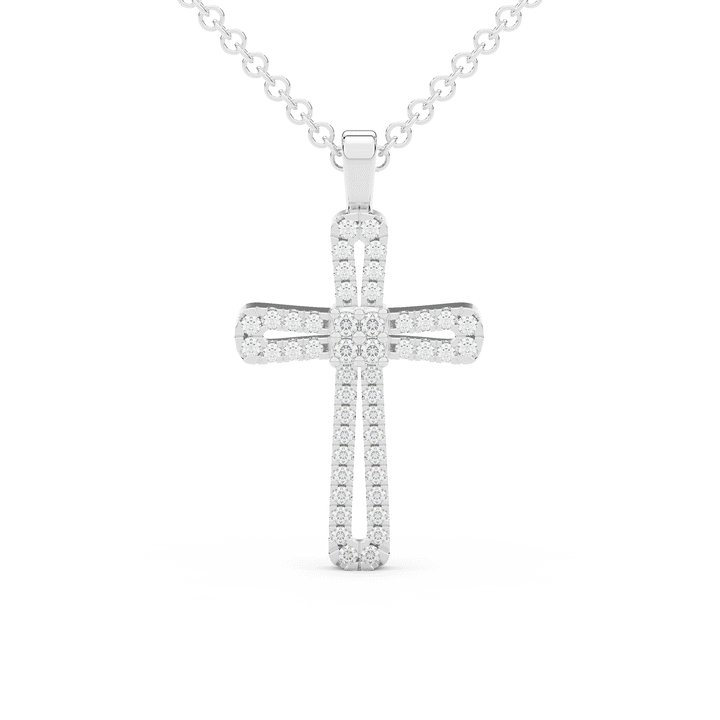 0.20CT.TW ROUND LAB DIAMOND CROSS PENDANT