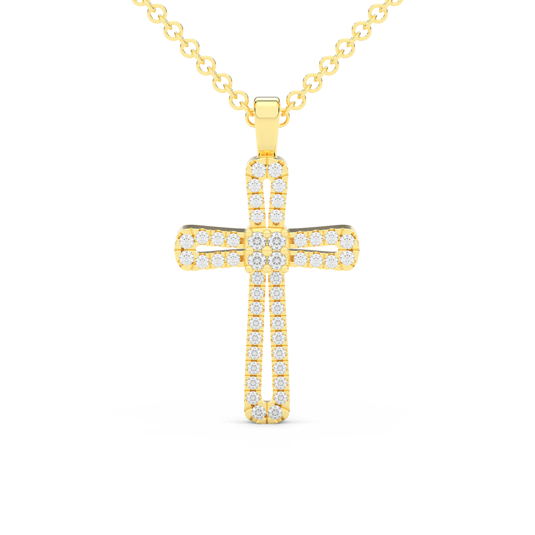 0.20CT.TW ROUND LAB DIAMOND CROSS PENDANT