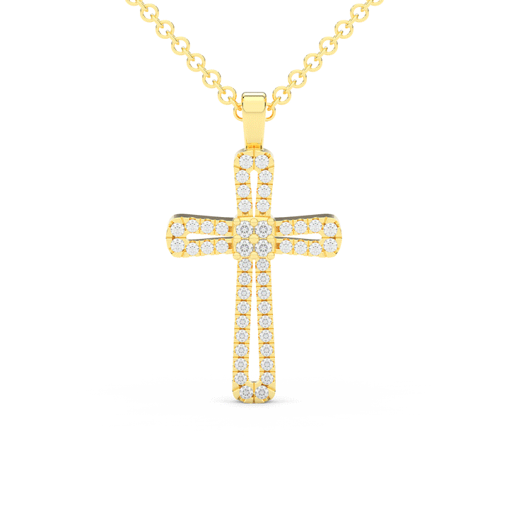 0.20CT.TW ROUND LAB DIAMOND CROSS PENDANT