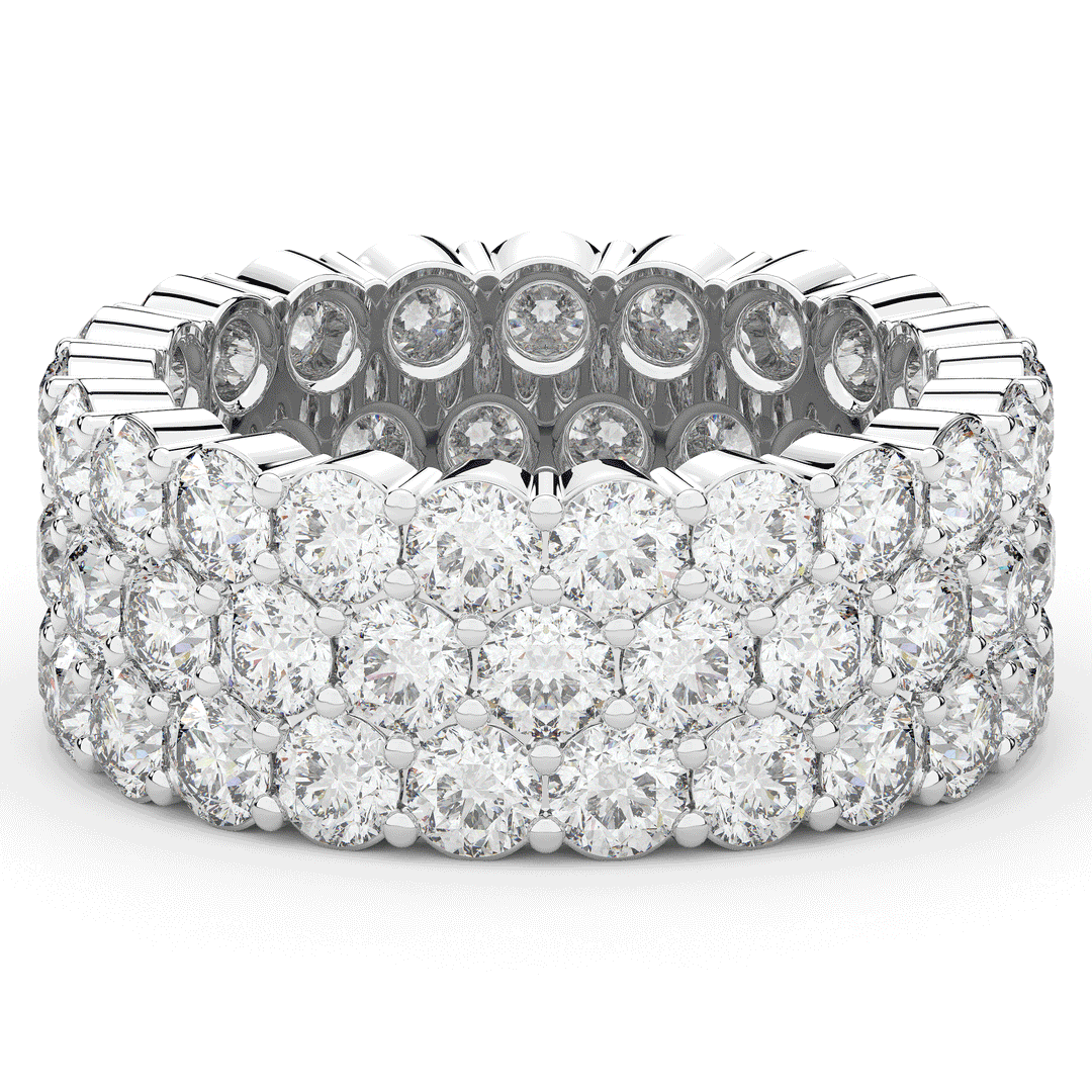 6.30CT.TW 3 ROW ROUND LAB DIAMOND ETERNITY WEDDING BAND - Nazarelle