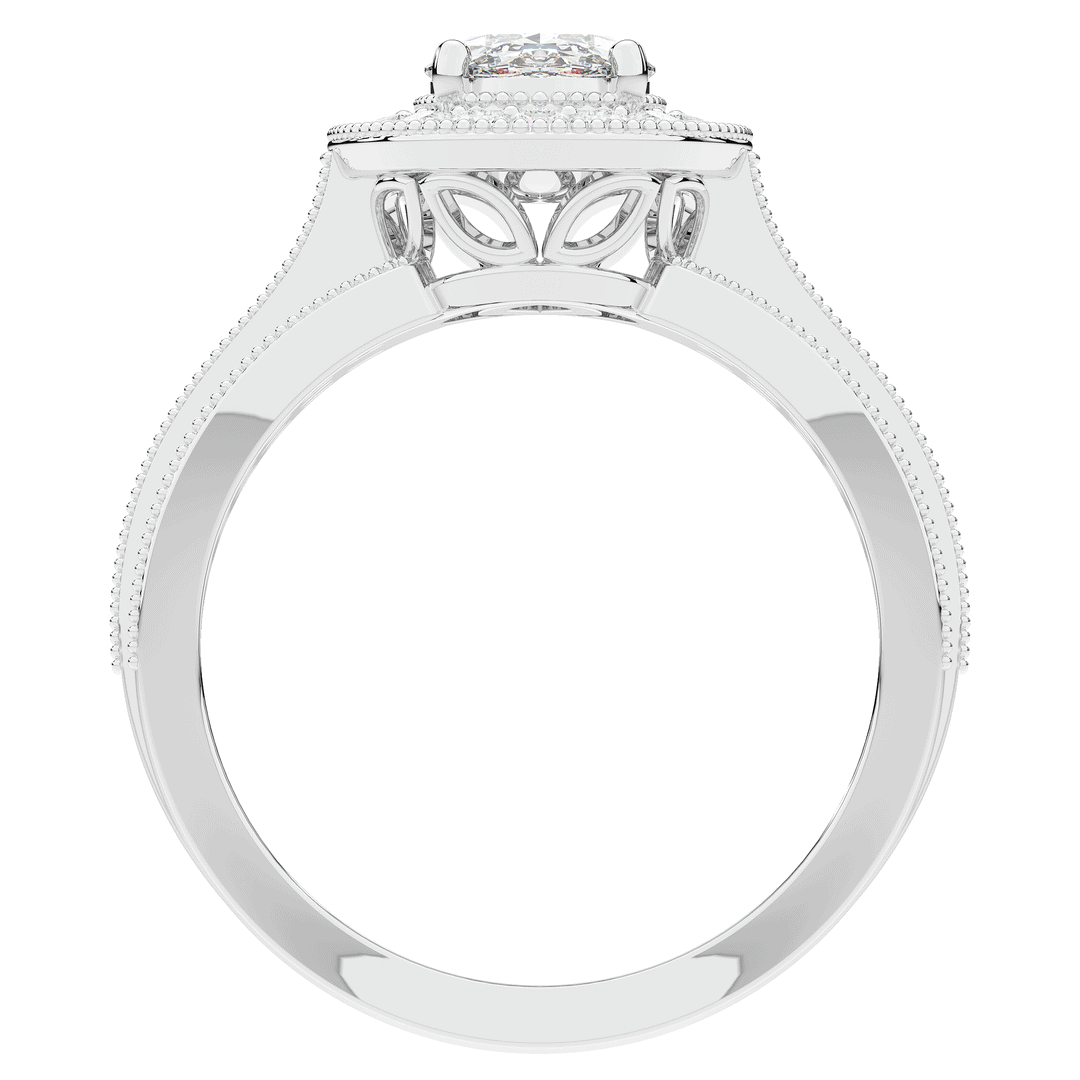 1.80CT.TW OVAL LAB DIAMOND HALO ENGAGEMENT RING