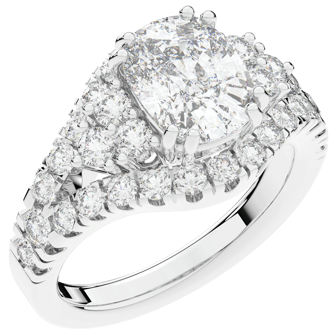 3.10CT.TW CUSHION LAB DIAMOND HALO ENGAGEMENT RING