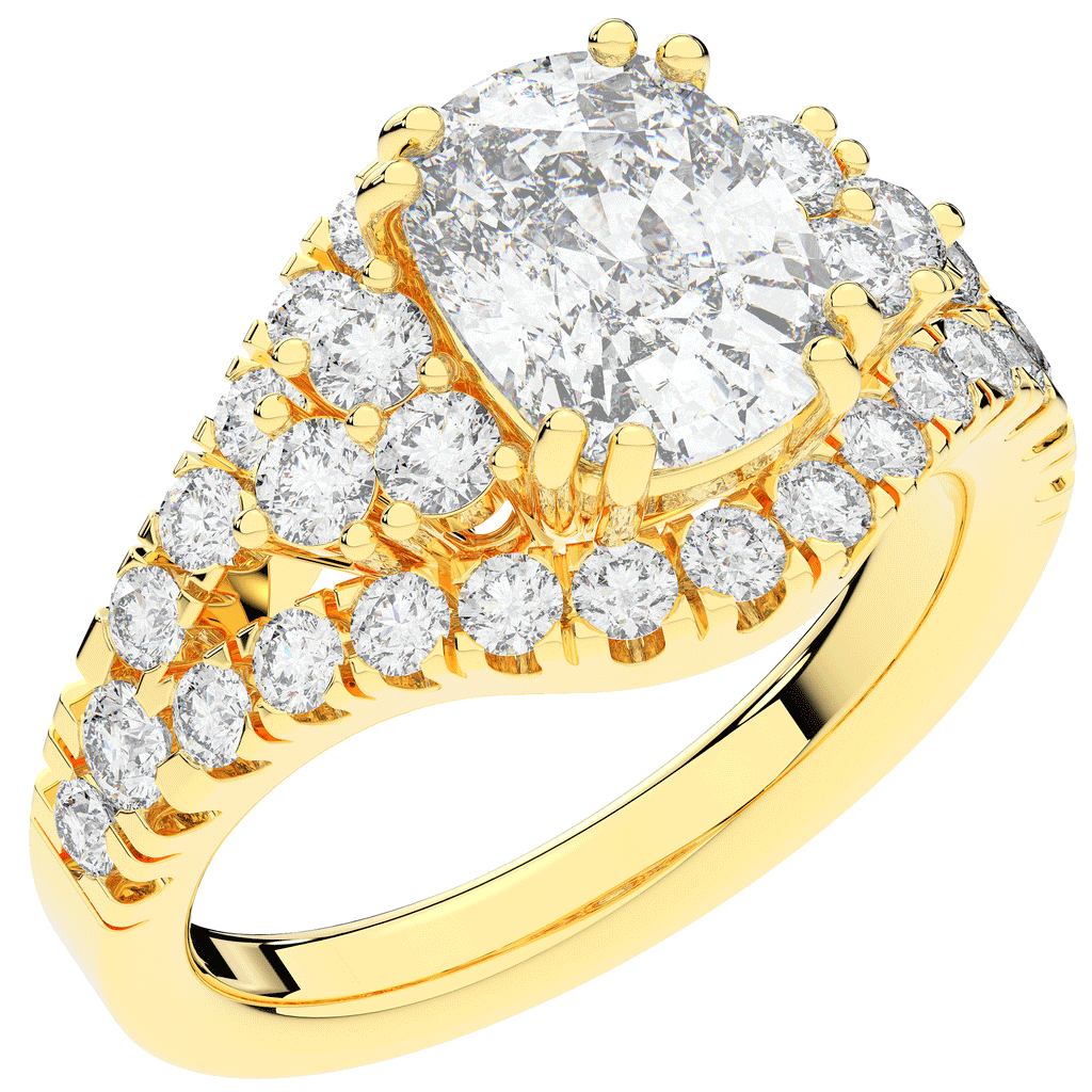 3.10CT.TW CUSHION LAB DIAMOND HALO ENGAGEMENT RING