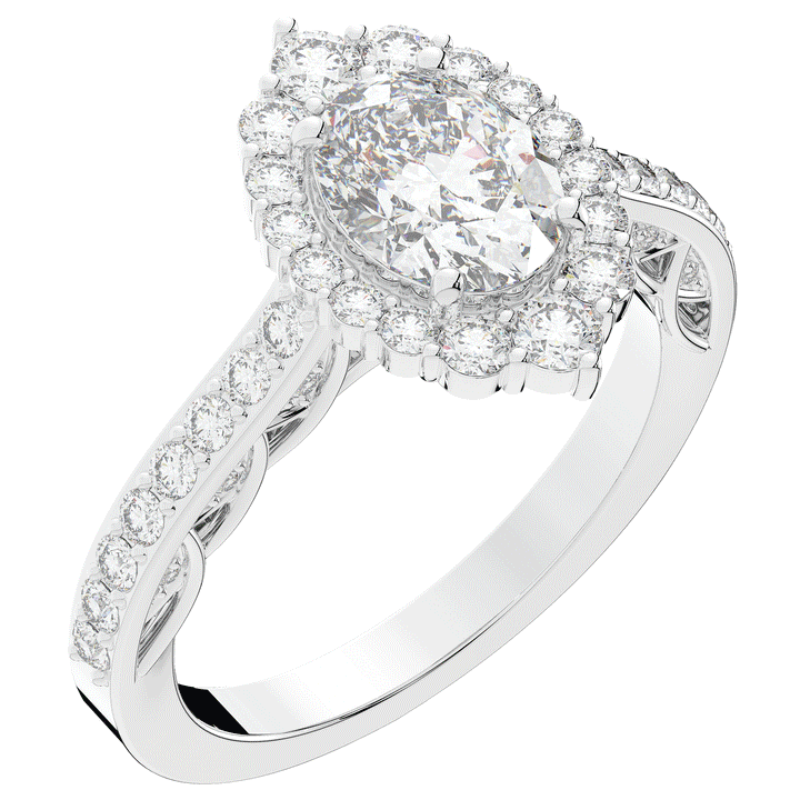 1.75CT.TW OVAL LAB DIAMOND HALO ENGAGEMENT RING