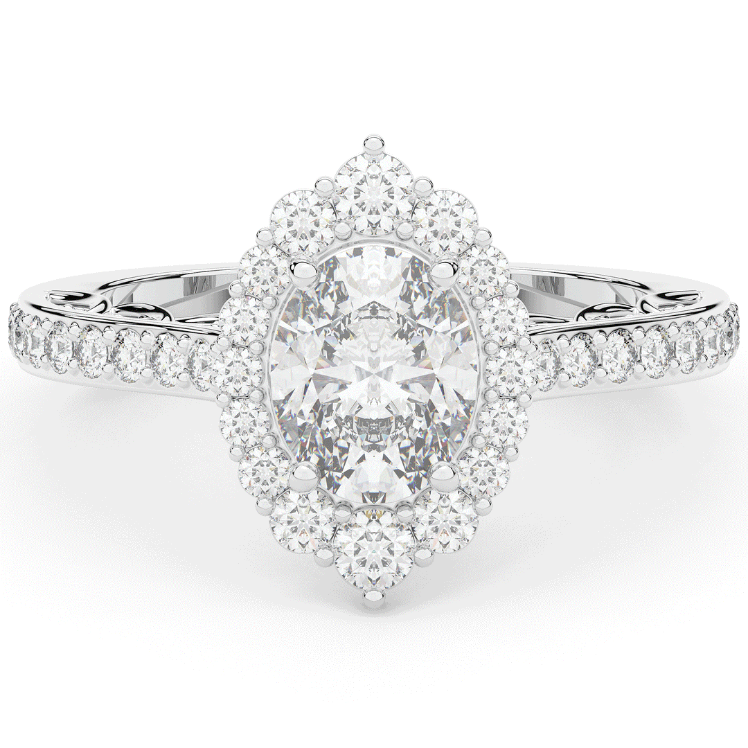 1.75CT.TW OVAL LAB DIAMOND HALO ENGAGEMENT RING