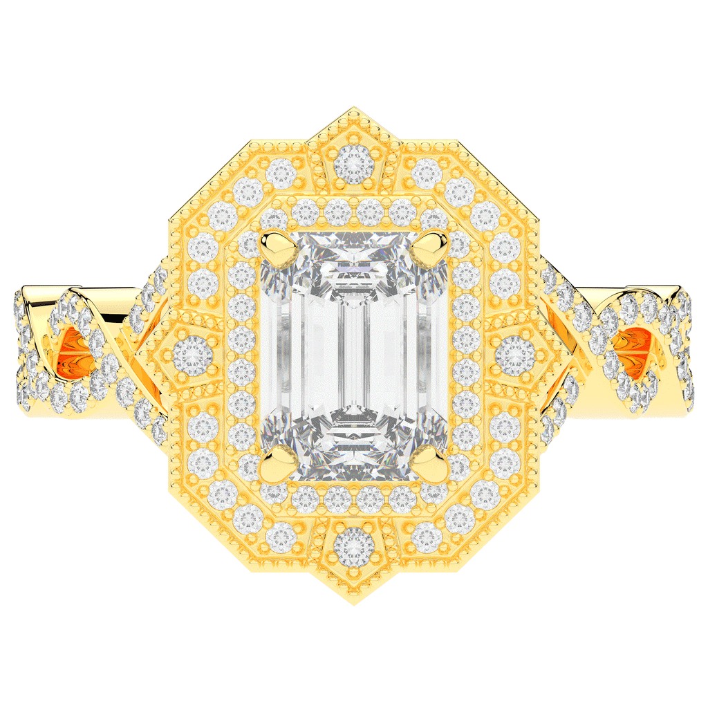 1.90CT.TW EMERALD CUT LAB DIAMOND HALO ENGAGEMENT RING