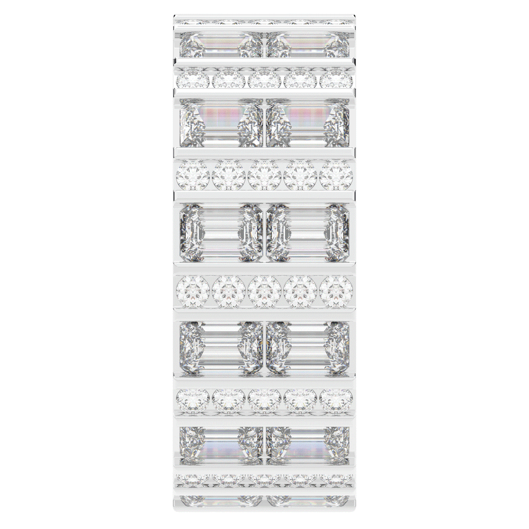 4.90CT.TW EMERALD CUT AND ROUND LAB DIAMOND ETERNITY WEDDING BAND