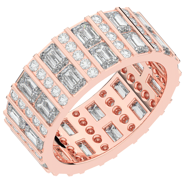 4.90CT.TW EMERALD CUT AND ROUND LAB DIAMOND ETERNITY WEDDING BAND