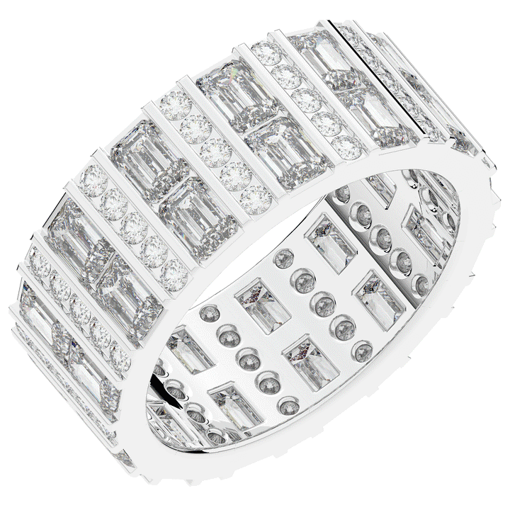 4.90CT.TW EMERALD CUT AND ROUND LAB DIAMOND ETERNITY WEDDING BAND