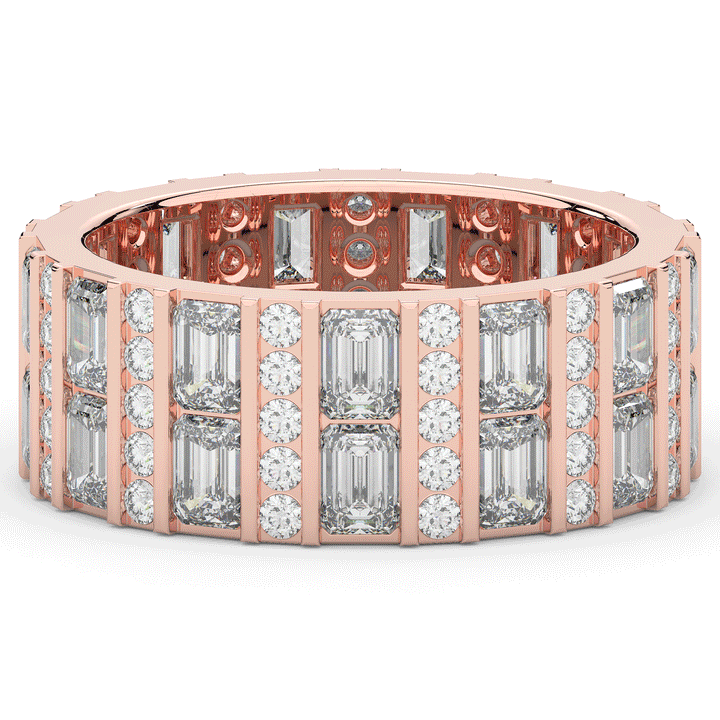 4.90CT.TW EMERALD CUT AND ROUND LAB DIAMOND ETERNITY WEDDING BAND