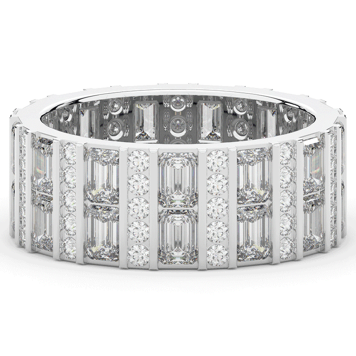 4.90CT.TW EMERALD CUT AND ROUND LAB DIAMOND ETERNITY WEDDING BAND