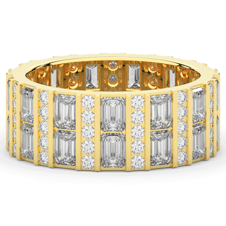 4.90CT.TW EMERALD CUT AND ROUND LAB DIAMOND ETERNITY WEDDING BAND