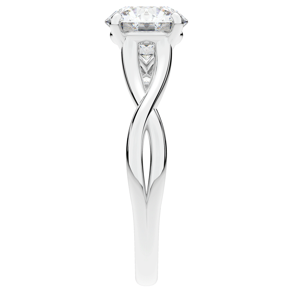 1.50CT ROUND LAB DIAMOND SOLITAIRE TWIST BAND ENGAGEMENT RING - Nazarelle