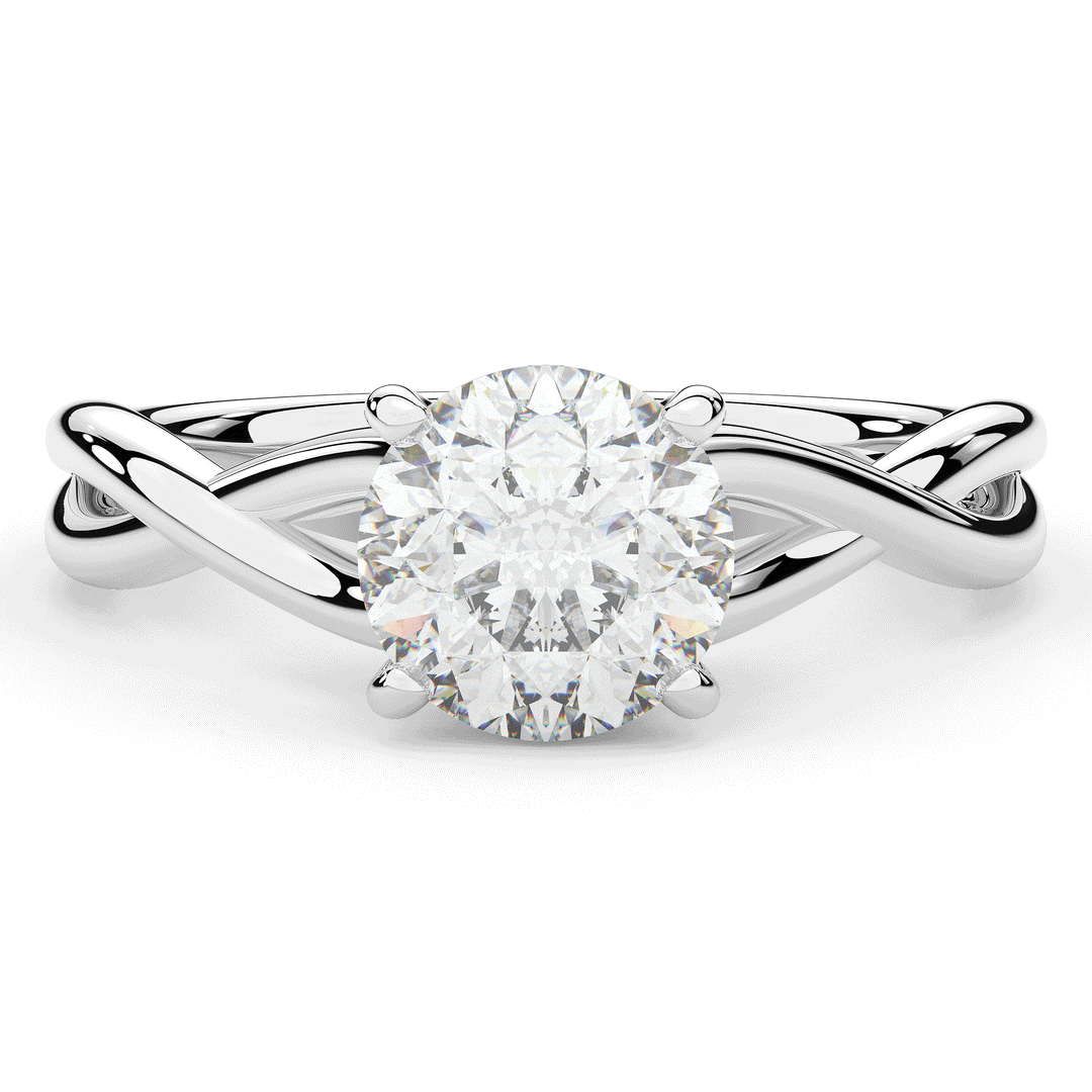 1.50CT ROUND LAB DIAMOND SOLITAIRE TWIST BAND ENGAGEMENT RING - Nazarelle