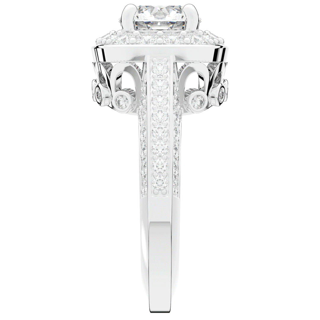 1.50CT.TW ROUND LAB DIAMOND HALO ENGAGEMENT RING