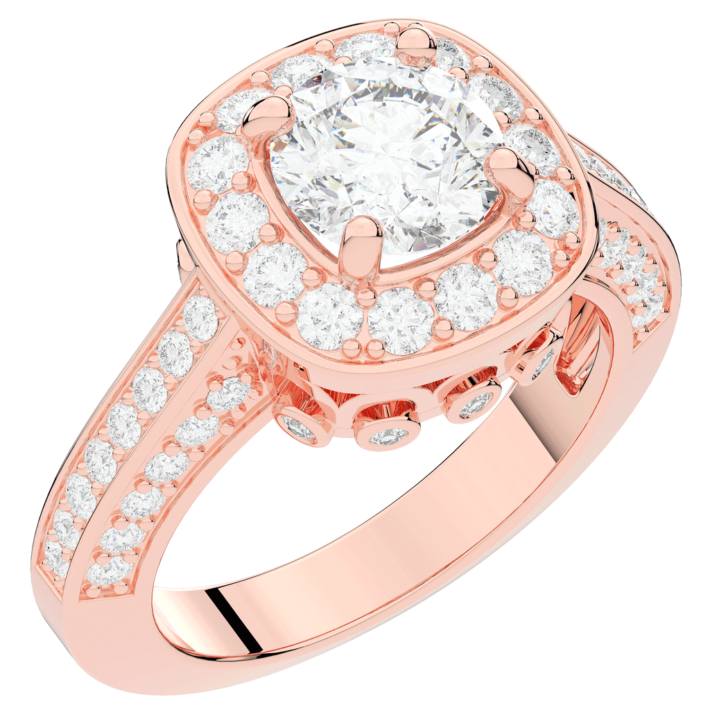 1.50CT.TW ROUND LAB DIAMOND HALO ENGAGEMENT RING