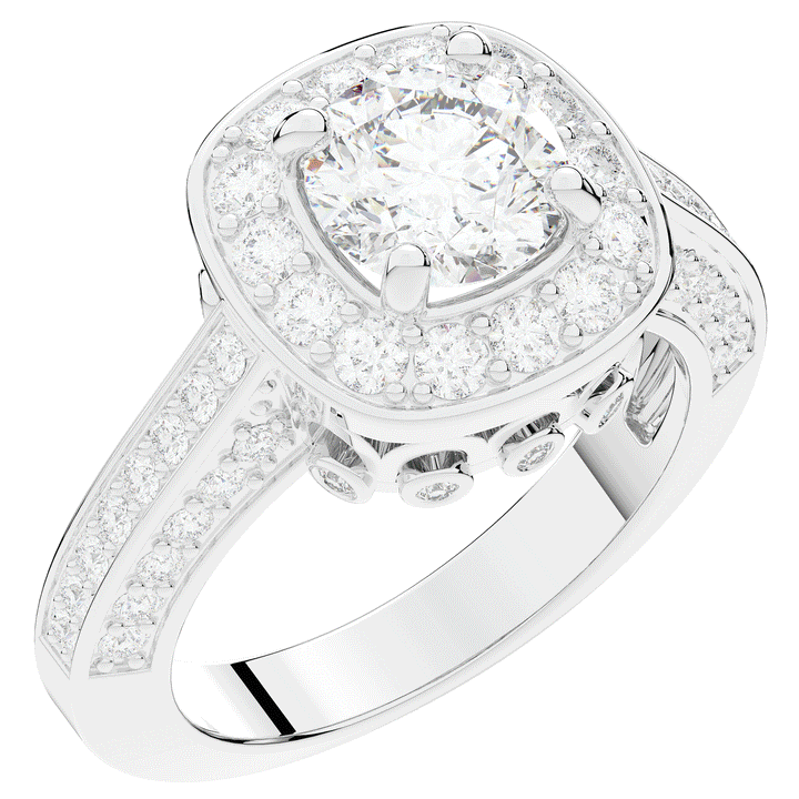 1.50CT.TW ROUND LAB DIAMOND HALO ENGAGEMENT RING