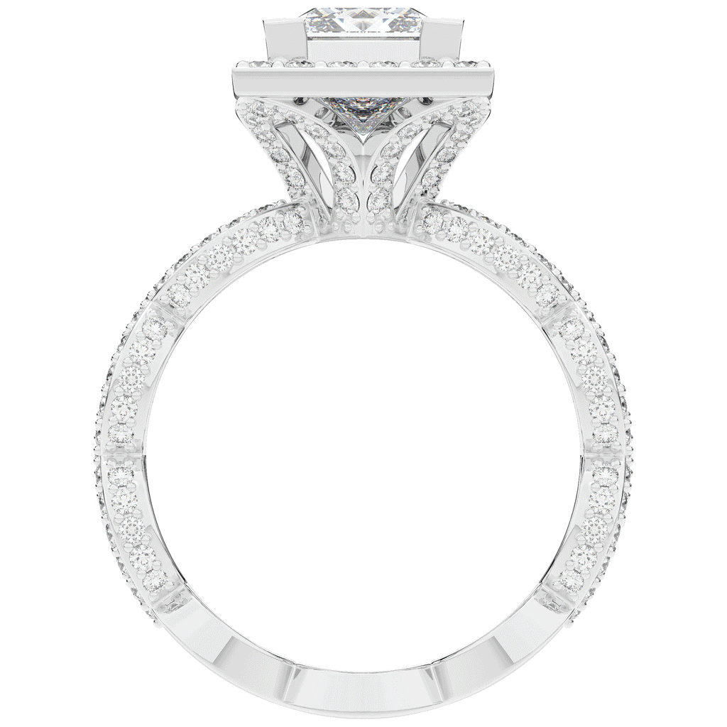 2.40CT.TW PRINCESS LAB DIAMOND HALO ENGAGEMENT RING