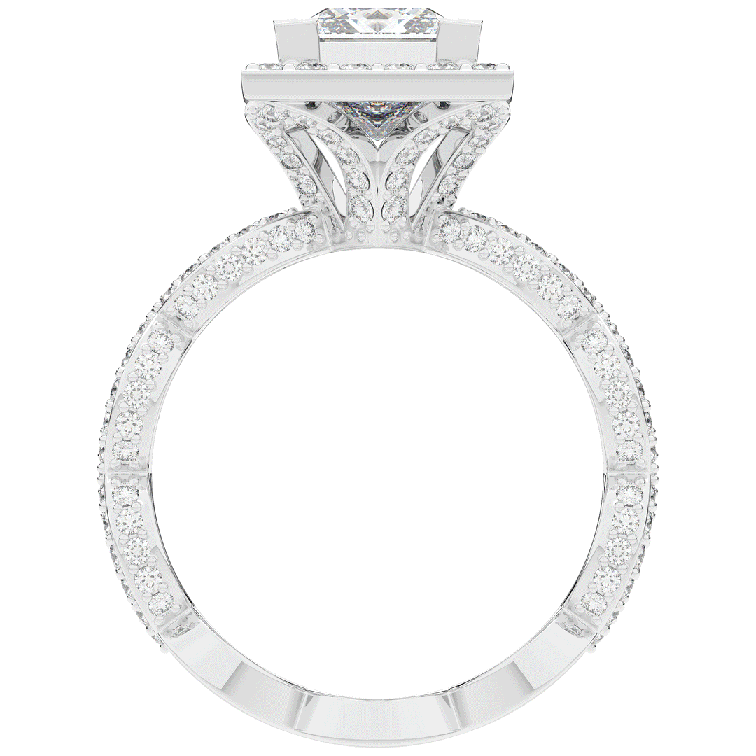 2.40CT.TW PRINCESS LAB DIAMOND HALO ENGAGEMENT RING