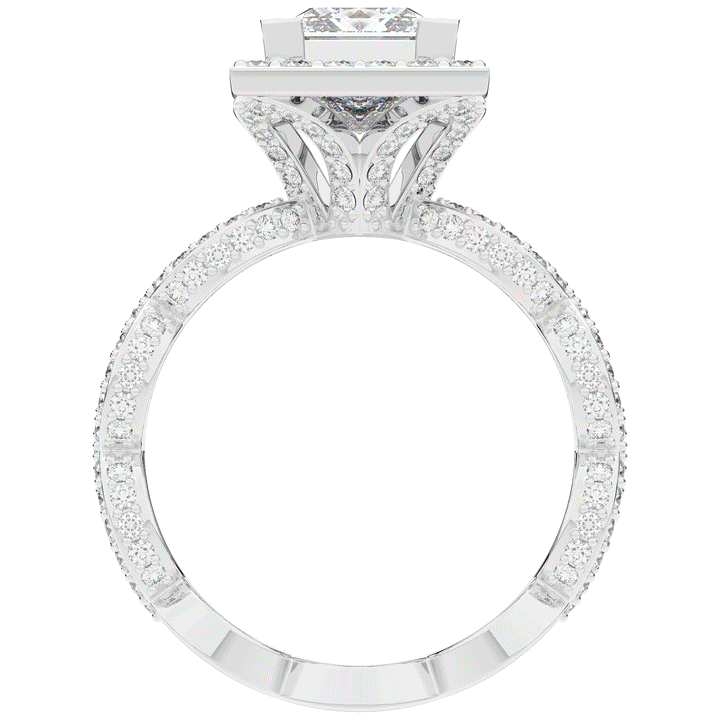 2.40CT.TW PRINCESS LAB DIAMOND HALO ENGAGEMENT RING