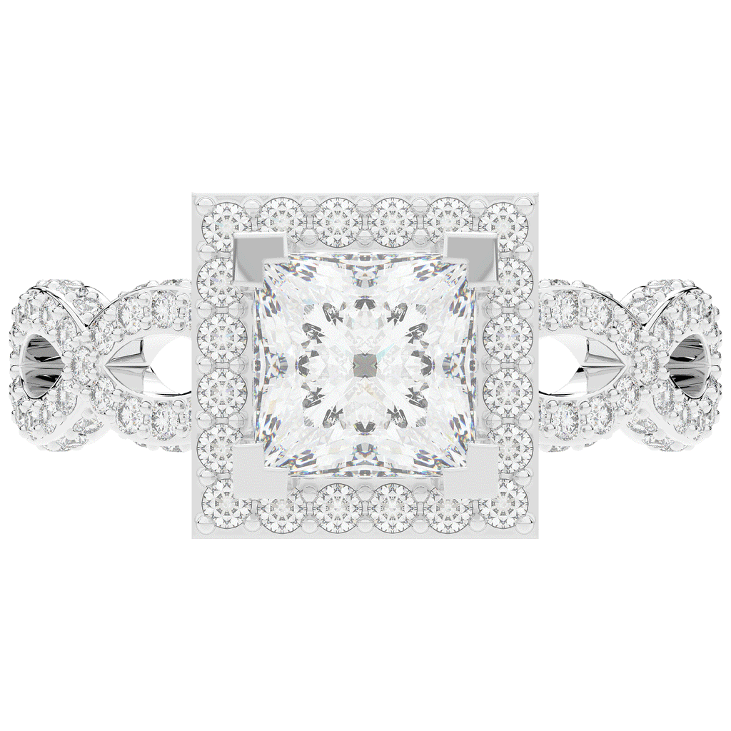 2.40CT.TW PRINCESS LAB DIAMOND HALO ENGAGEMENT RING